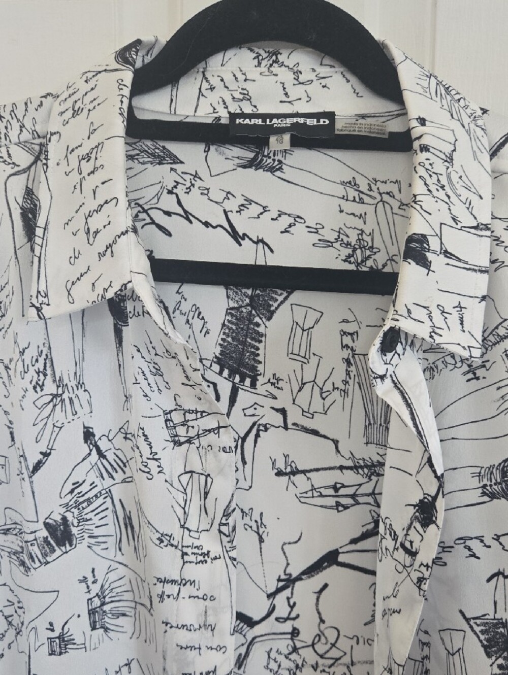 Karl Lagerfeld White and Black Abstract Sketch Shirt Jacket - Picture 3 of 8